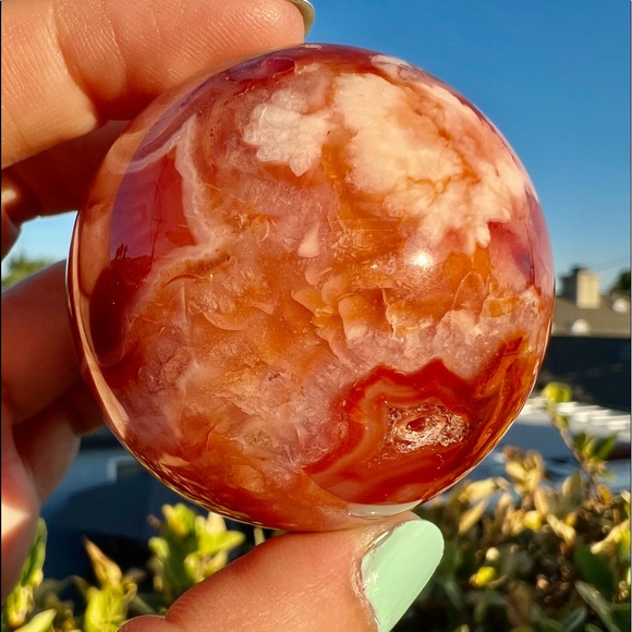 Carnelian Flower Agate Sphere - Picture 1 of 7